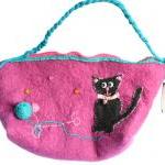 Curious Kitty Felt Handbag