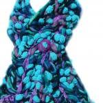 Blue And Purple Textured Scarflette Scarf With..